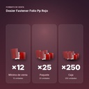 DOSIER FASTENER FOLIO PP ROJO - formato de venta: paquete de 25, caja de 250
