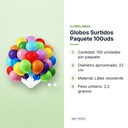 GLOBOS SURTIDOS PAQUETE 100UDS - características principales