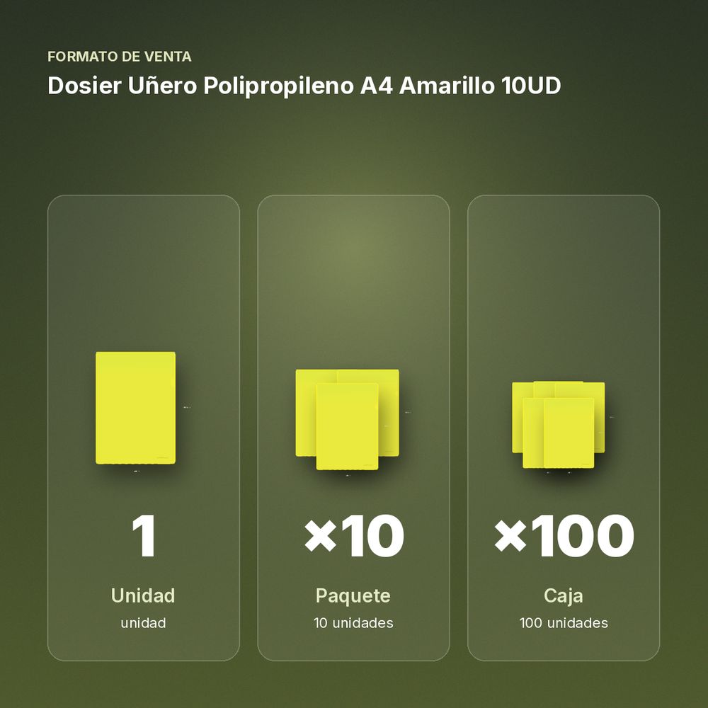 DOSIER UÑERO POLIPROPILENO A4 AMARILLO 10UD - formato de venta: paquete de 10, caja de 100
