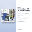 CARPETA LUXE A4 30 FUNDAS PP AZUL - características principales