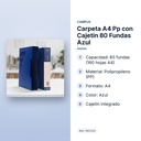CARPETA A4 PP CON CAJETÍN 80 FUNDAS AZUL - características principales