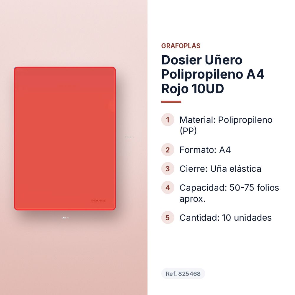 DOSIER UÑERO POLIPROPILENO A4 ROJO 10UD - características principales