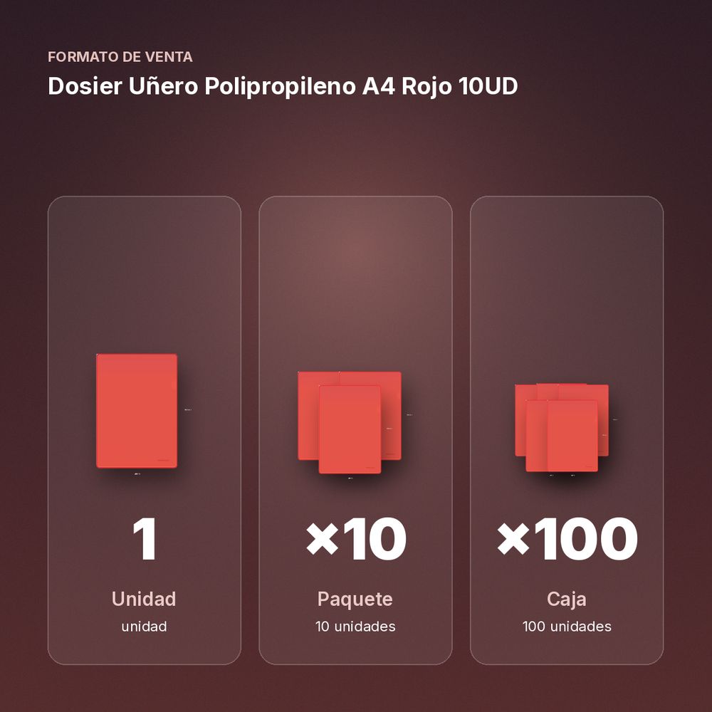 DOSIER UÑERO POLIPROPILENO A4 ROJO 10UD - formato de venta: paquete de 10, caja de 100