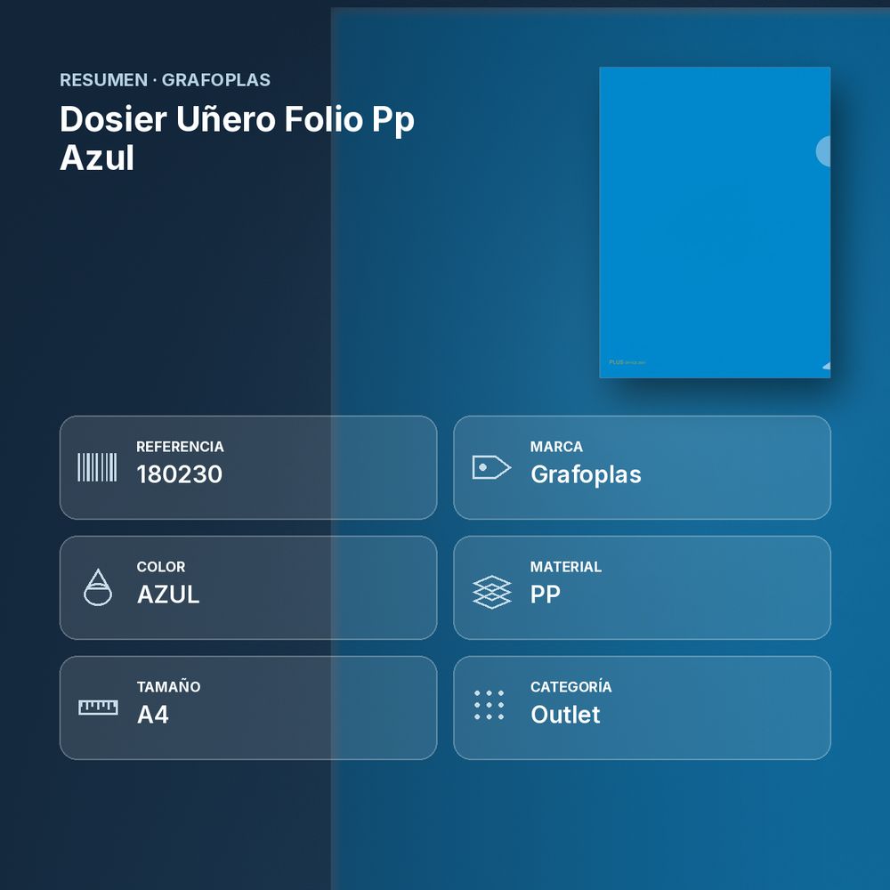 DOSIER UÑERO FOLIO PP AZUL - resumen de atributos