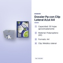 DOSSIER PP CON CLIP LATERAL AZUL A4 - características principales