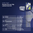 DOSSIER PP CON CLIP LATERAL AZUL A4 - resumen de atributos