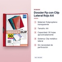 DOSSIER PP CON CLIP LATERAL ROJO A4 - características principales