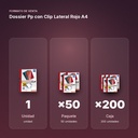 DOSSIER PP CON CLIP LATERAL ROJO A4 - formato de venta: paquete de 50, caja de 200