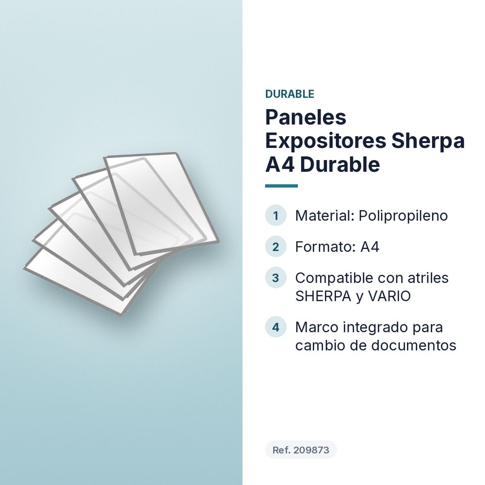 PANELES EXPOSITORES SHERPA A4 DURABLE - características principales
