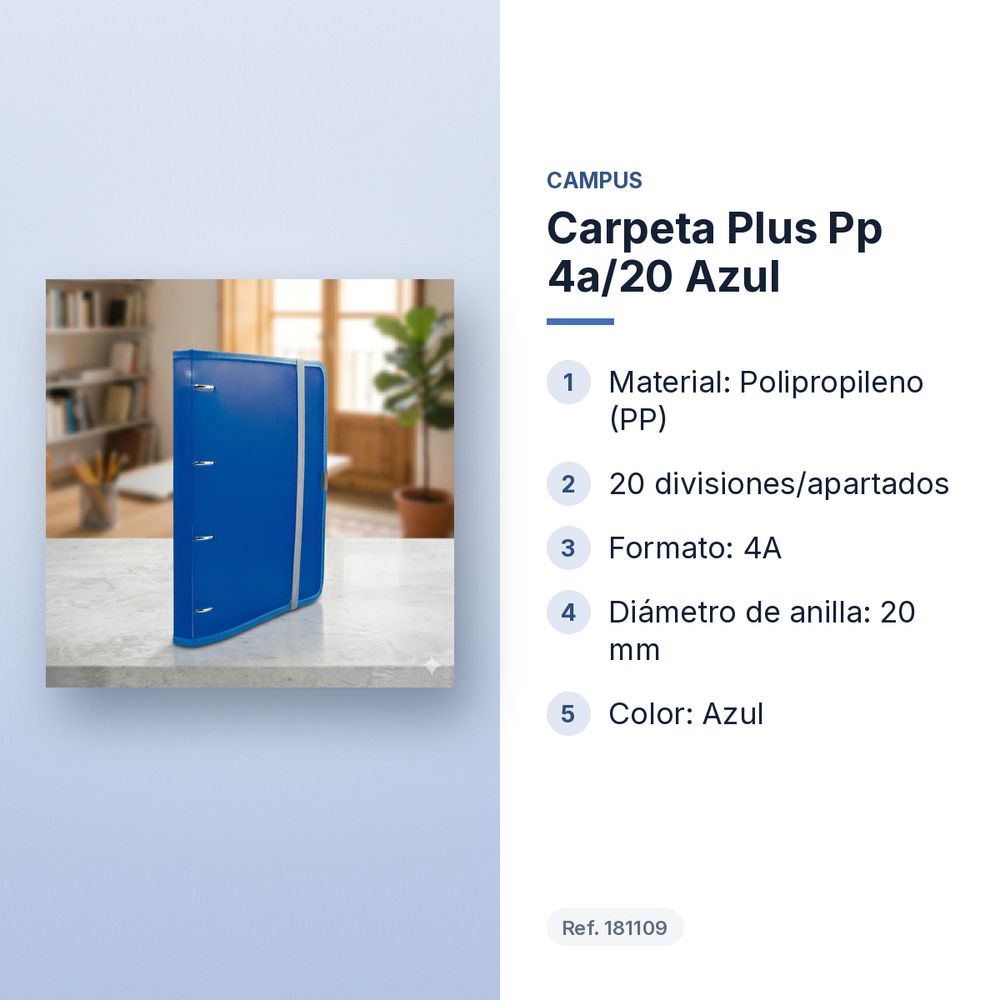 CARPETA PLUS PP 4A/20 AZUL - características principales