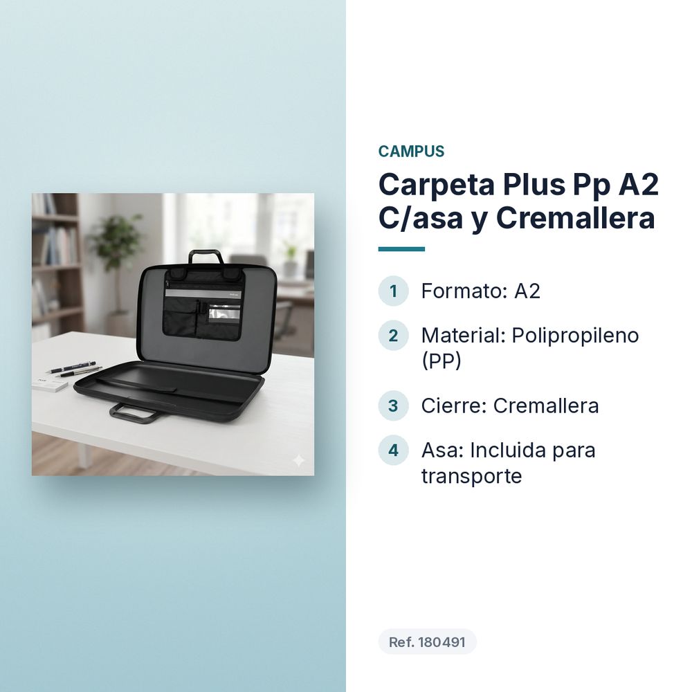CARPETA PLUS PP A2 C/ASA Y CREMALLERA - características principales