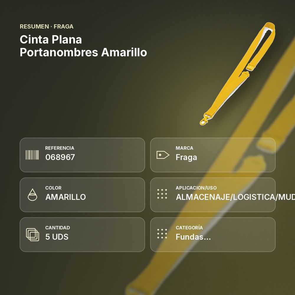 CINTA PLANA PORTANOMBRES AMARILLO  - resumen de atributos