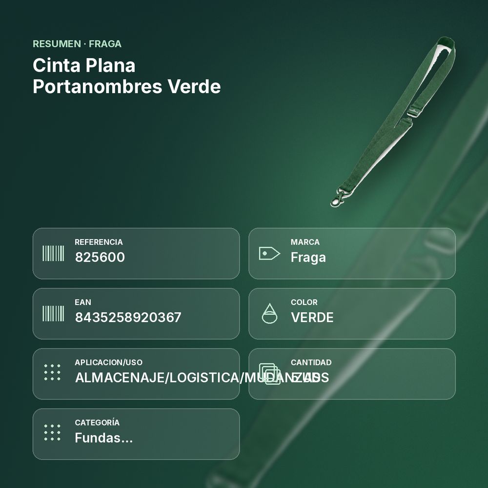 CINTA PLANA PORTANOMBRES VERDE  - resumen de atributos