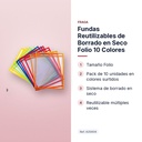 FUNDAS REUTILIZABLES DE BORRADO EN SECO FOLIO 10 COLORES  - características principales