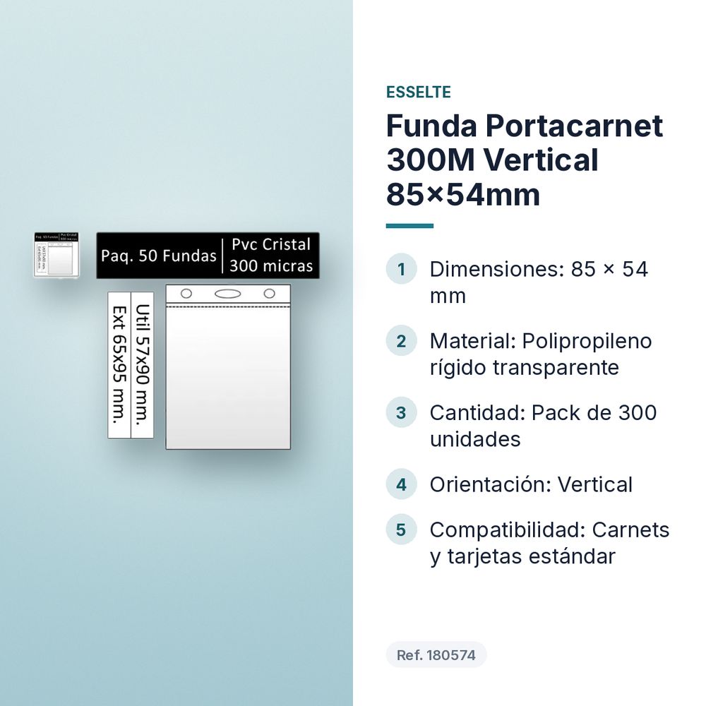 FUNDA PORTACARNET 300M VERTICAL 85X54MM - características principales