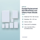 FUNDA PORTACARNET DNI 56X87MM CON UÑERO PACK 50UDS - características principales