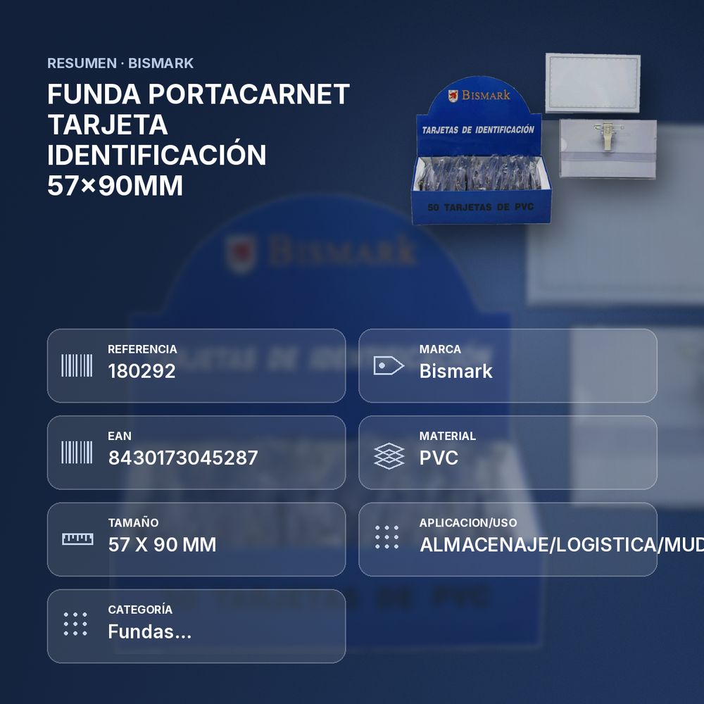 FUNDA PORTACARNET TARJETA IDENTIFICACIÓN 57x90MM - resumen de atributos