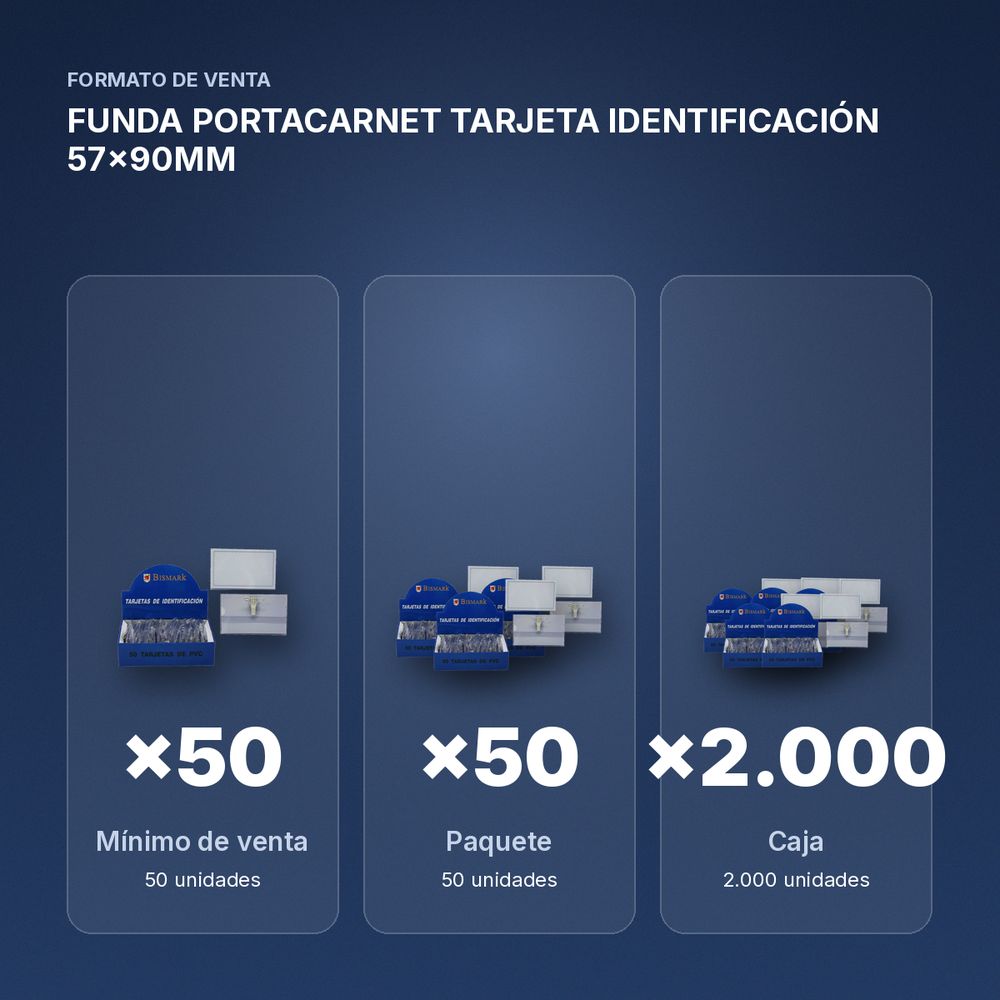 FUNDA PORTACARNET TARJETA IDENTIFICACIÓN 57x90MM - formato de venta: paquete de 50, caja de 2000