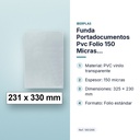 FUNDA PORTADOCUMENTOS PVC FOLIO 150 MICRAS 325X230MM - características principales