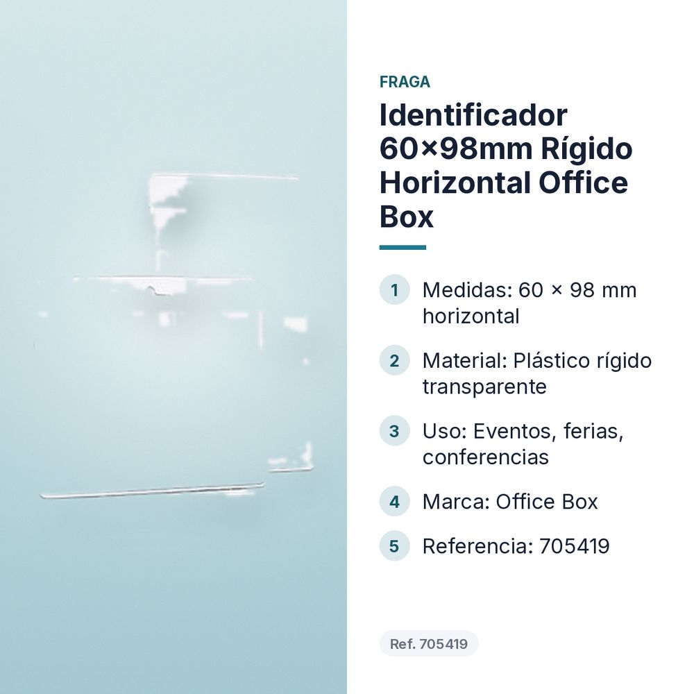 IDENTIFICADOR 60X98MM RÍGIDO HORIZONTAL OFFICE BOX  - características principales