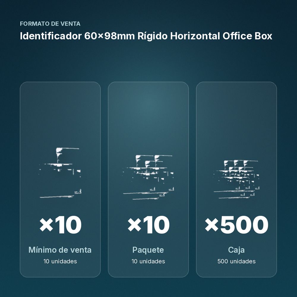 IDENTIFICADOR 60X98MM RÍGIDO HORIZONTAL OFFICE BOX  - formato de venta: paquete de 10, caja de 500