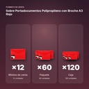 SOBRE PORTADOCUMENTOS POLIPROPILENO CON BROCHE A3 ROJO  - formato de venta: paquete de 60, caja de 120