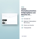 SOBRE PORTADOCUMENTOS POLIPROPILENO CON BROCHE A3 TRANSPARENTE  - características principales