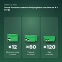 SOBRE PORTADOCUMENTOS POLIPROPILENO CON BROCHE A3 VERDE  - formato de venta: paquete de 60, caja de 120