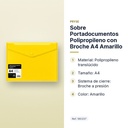 SOBRE PORTADOCUMENTOS POLIPROPILENO CON BROCHE A4 AMARILLO - características principales