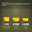 SOBRE PORTADOCUMENTOS POLIPROPILENO CON BROCHE A4 AMARILLO - formato de venta: paquete de 120, caja de 240
