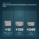 SOBRE PORTADOCUMENTOS POLIPROPILENO CON BROCHE A4 HUMO - formato de venta: paquete de 120, caja de 240