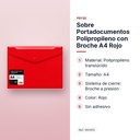 SOBRE PORTADOCUMENTOS POLIPROPILENO CON BROCHE A4 ROJO  - características principales