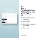 SOBRE PORTADOCUMENTOS POLIPROPILENO CON BROCHE A4 TRANSPARENTE  - características principales