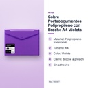 SOBRE PORTADOCUMENTOS POLIPROPILENO CON BROCHE A4 VIOLETA  - características principales