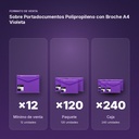 SOBRE PORTADOCUMENTOS POLIPROPILENO CON BROCHE A4 VIOLETA  - formato de venta: paquete de 120, caja de 240