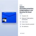 SOBRE PORTADOCUMENTOS POLIPROPILENO CON BROCHE A5 AZUL  - características principales