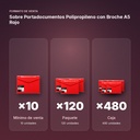 SOBRE PORTADOCUMENTOS POLIPROPILENO CON BROCHE A5 ROJO  - formato de venta: paquete de 120, caja de 480