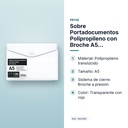 SOBRE PORTADOCUMENTOS POLIPROPILENO CON BROCHE A5 TRANSPARENTE - características principales