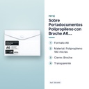SOBRE PORTADOCUMENTOS POLIPROPILENO CON BROCHE A6 TRANSPARENTE - características principales