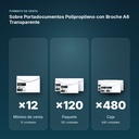 SOBRE PORTADOCUMENTOS POLIPROPILENO CON BROCHE A6 TRANSPARENTE - formato de venta: paquete de 120, caja de 480