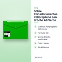 SOBRE PORTADOCUMENTOS POLIPROPILENO CON BROCHE A6 VERDE - características principales