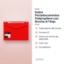 SOBRE PORTADOCUMENTOS POLIPROPILENO CON BROCHE A7 ROJO - características principales