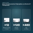 SOBRE PORTADOCUMENTOS POLIPROPILENO CON BROCHE A7 TRANSPARENTE - formato de venta: paquete de 120, caja de 480