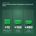 SOBRE PORTADOCUMENTOS POLIPROPILENO CON BROCHE A7 VERDE - formato de venta: paquete de 120, caja de 480