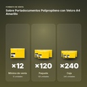 SOBRE PORTADOCUMENTOS POLIPROPILENO CON VELCRO A4 AMARILLO - formato de venta: paquete de 120, caja de 240