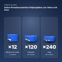 SOBRE PORTADOCUMENTOS POLIPROPILENO CON VELCRO A4 AZUL  - formato de venta: paquete de 120, caja de 240