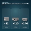 SOBRE PORTADOCUMENTOS POLIPROPILENO CON VELCRO A4 HUMO  - formato de venta: paquete de 120, caja de 240