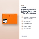 SOBRE PORTADOCUMENTOS POLIPROPILENO CON VELCRO A4 NARANJA  - características principales