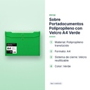 SOBRE PORTADOCUMENTOS POLIPROPILENO CON VELCRO A4 VERDE  - características principales