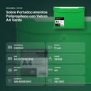 SOBRE PORTADOCUMENTOS POLIPROPILENO CON VELCRO A4 VERDE  - resumen de atributos